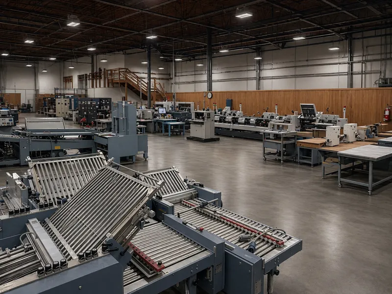 Puget Bindery production floor in Kent, Washington with folding and binding equipment
